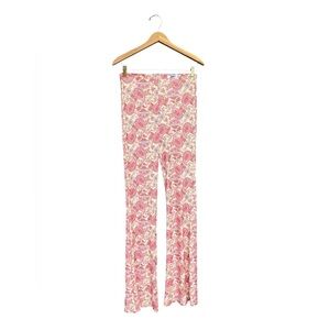 Tiger Most Womens High Rise Pink Paisley Butterfly Flare Pants Medium Fairycore